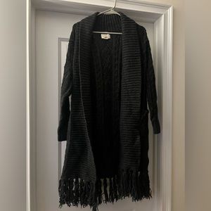 Denim & Supply Ralph Lauren Gray Knit Fringe Cardigan Size Medium